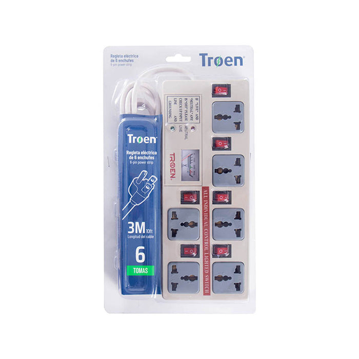 REGLETA TROEN 6 TOMAS CON BRAKER (F. 20 SETS)