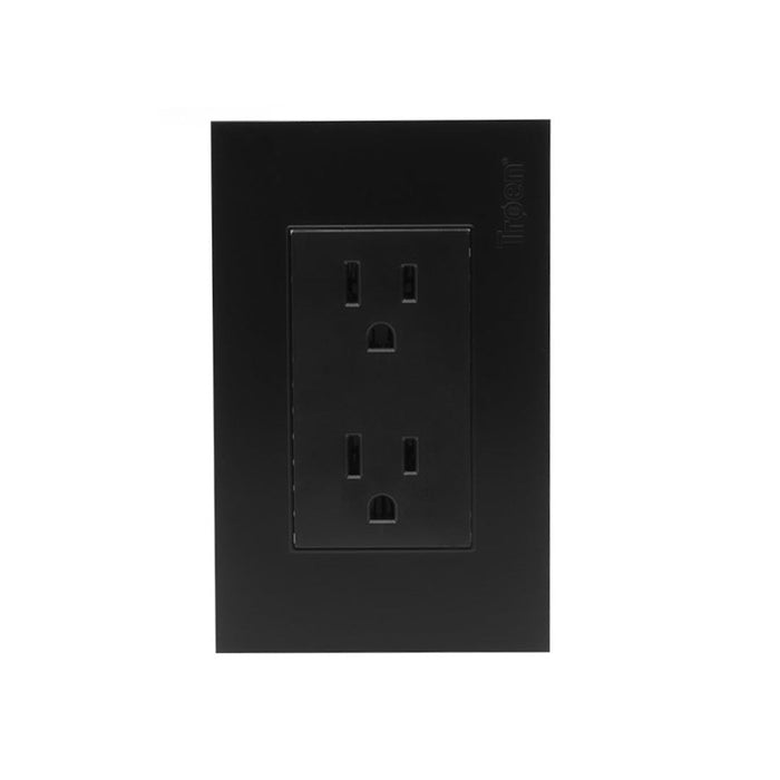 TOMACORRIENTE DOBLE POLARIZADO TROEN NEGRO (F. 120 PZA)