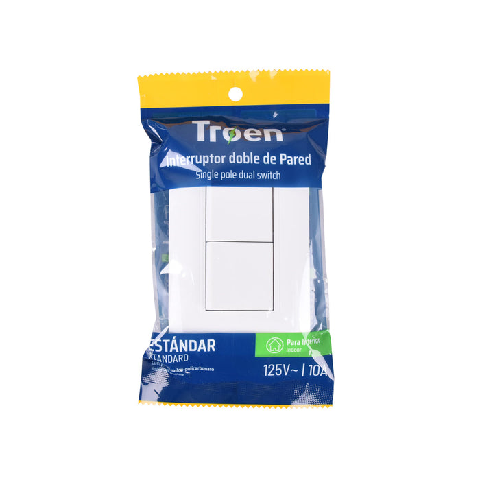 INTERRUPTOR DOBLE TROEN 10A BLANCO (F. 120 PZA)