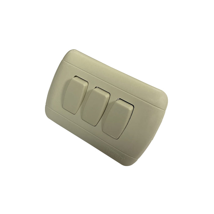 INTERRUPTOR TRIPLE TROEN 10A 3 WAY BLANCO HUESO