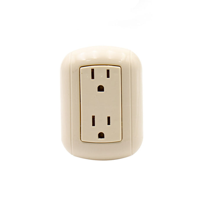 TOMACORRIENTE TROEN POLARIZADO DOBLE SOBREPONER BLANCO (F. 200 PZA)