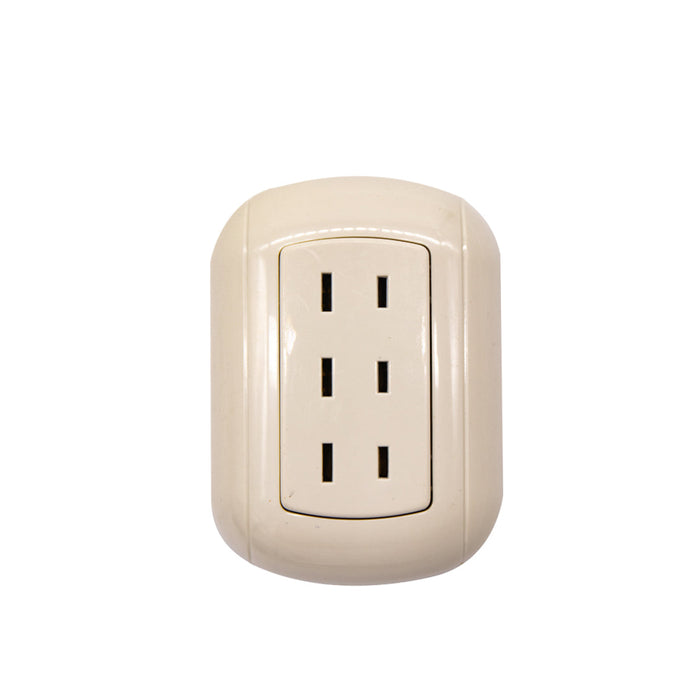 TOMACORRIENTE TROEN TRIPLE SOBREPONER BLANCO (F. 200 PZA)