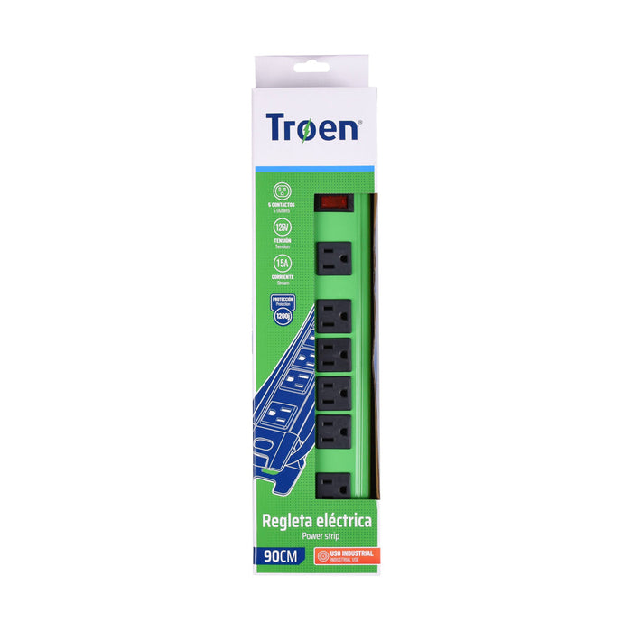 REGLETA TROEN 90CM 5 CONTACTOS (F. 12 PZA)