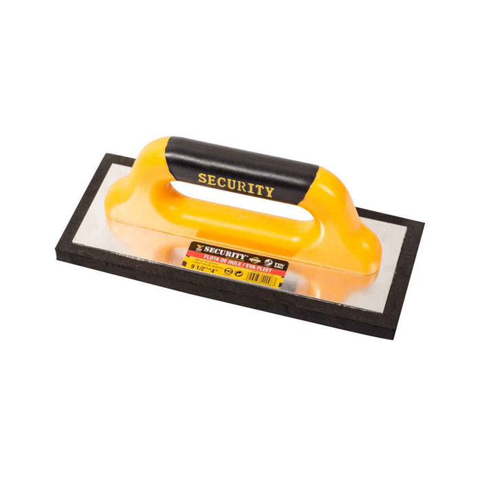 LLANA DE HULE SECURITY MANGO PLATICO AMARILLO 9 0.5plg.X4plg. (F. 36 PZA)