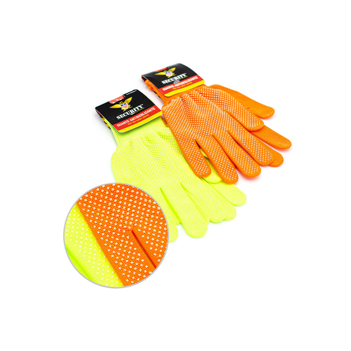 GUANTES SECURITY ANTIDESLIZANTE NARANJA-VERDE (F. 20 DOC)