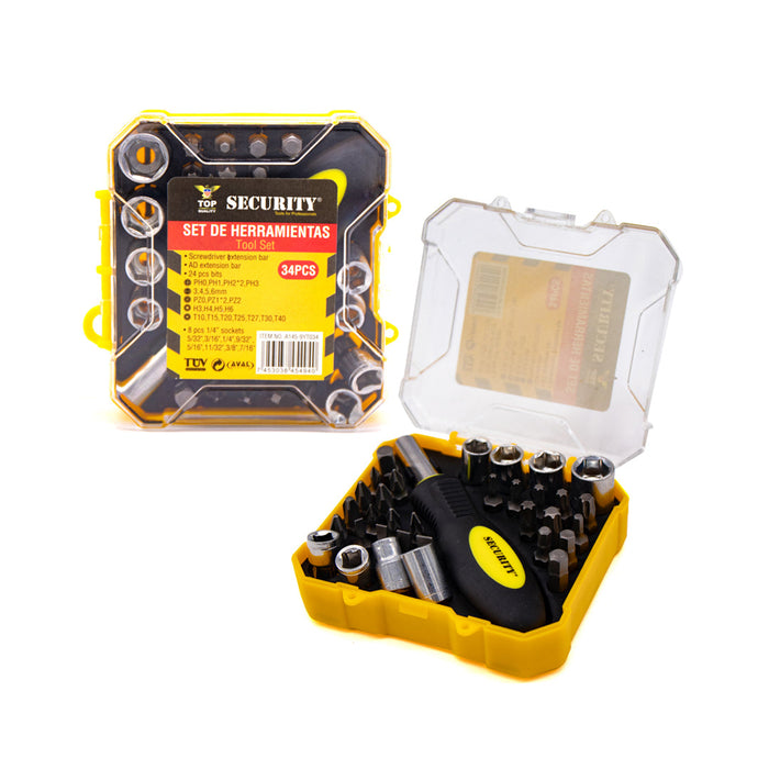 SET DE COPAS Y DESTORNILLADORES SECURITY 34 PCS (F. 48 SETS)