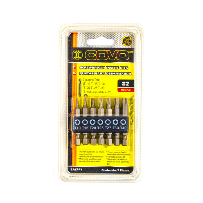 SET DE PUNTAS COVO TORX 7PCS (F. 120 PZA)