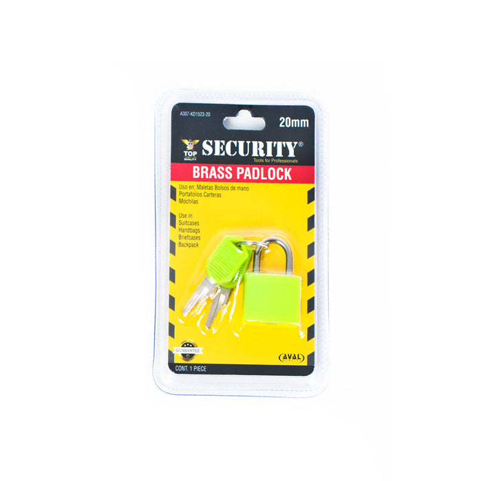 CANDADO SECURITY LATON NE-AZ.-VER-AM 20MM