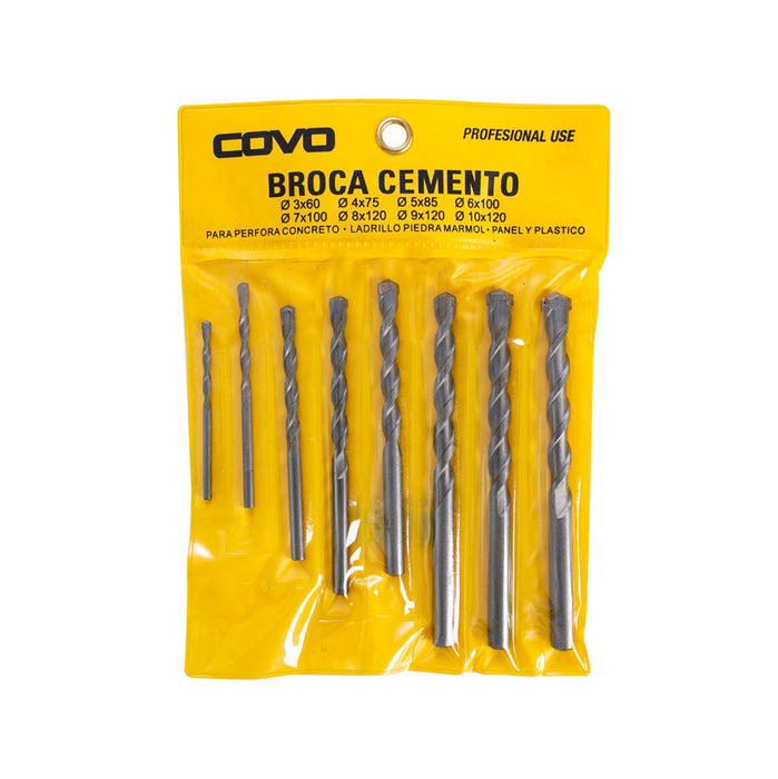 SET BROCAS COVO PARA CONCRETO 8PZA (F. 100 SETS)