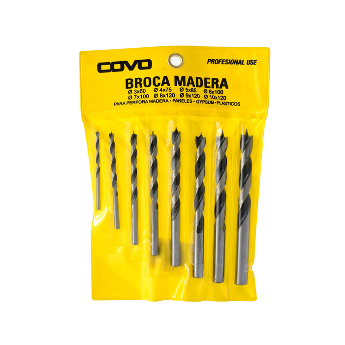 SET BROCAS COVO PARA MADERA 8PZA (F. 100 SETS)