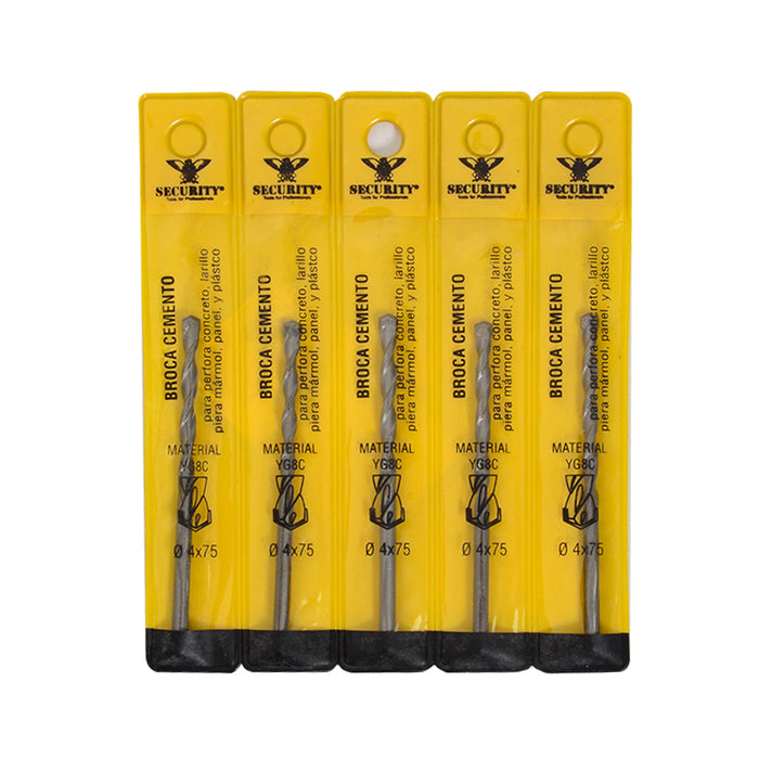 BROCAS SECURITY PARA CONCRETO 4X75 MM (F. 800 PZA)
