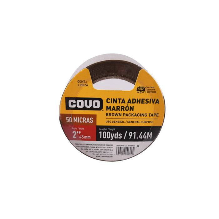 CINTA ADHESIVA MARRON COVO 2plg. 100YDS (F. 72 ROLLOS)