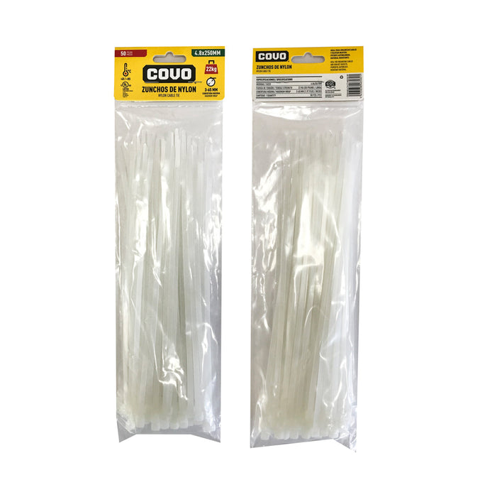CINCHO PLASTICO COVO BLANCO 4.8X250 MM (F. 100 BAG)