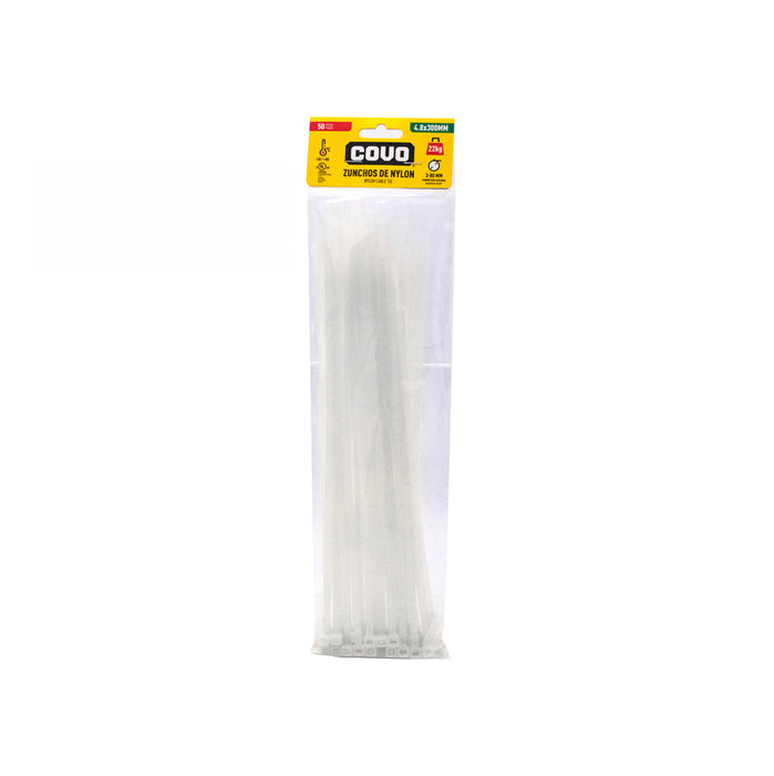 CINCHO PLASTICO COVO BLANCO 4.8X300 MM (F. 100 BAG)