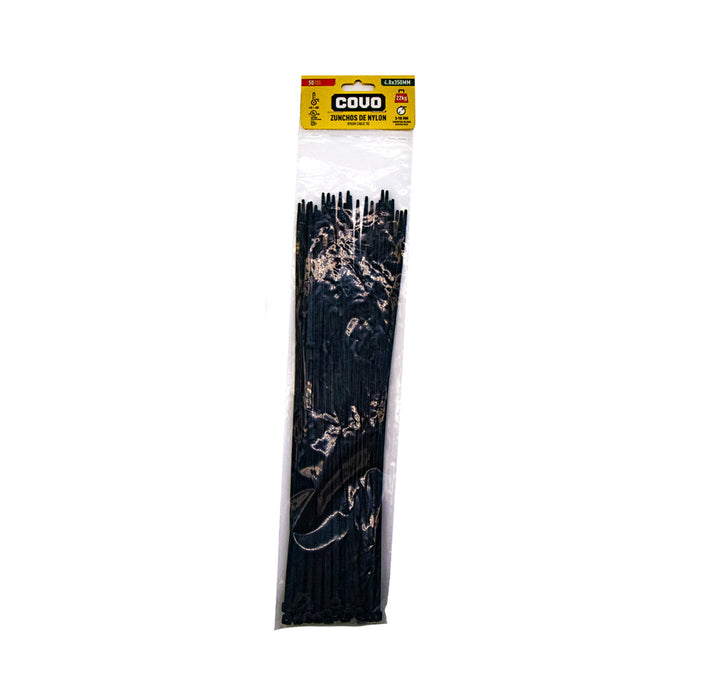 CINCHO PLASTICO COVO NEGRO 4.8X350 MM (F. 100 BAG)