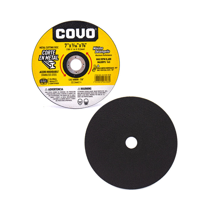 DISCO COVO PARA CORTE DE METAL 7plg.X1-16plg.X0.875plg. (F. 200 PZA)