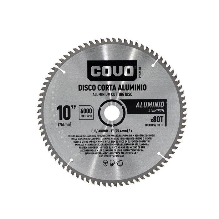 DISCO COVO CORTE ALUMINIO 80T 10plg. (F. 30 PZA)
