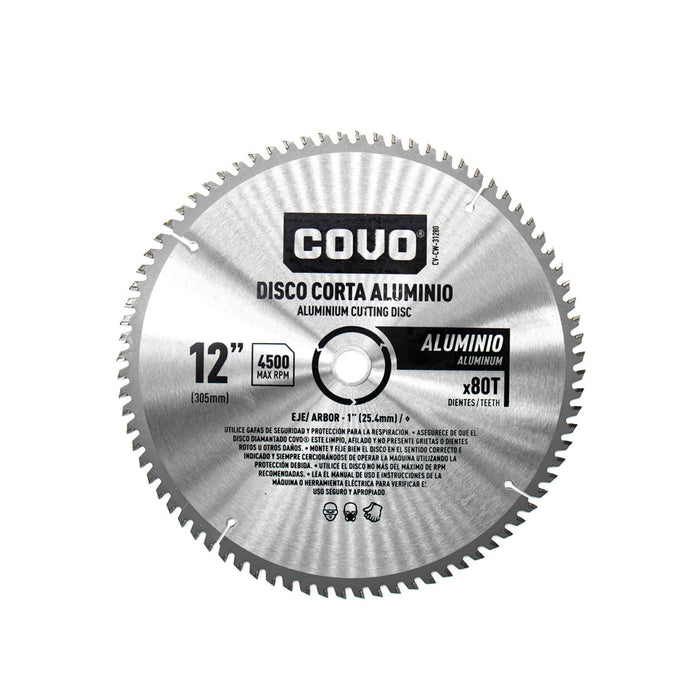 DISCO COVO CORTE ALUMINIO 80T 12plg. (F. 20 PZA)