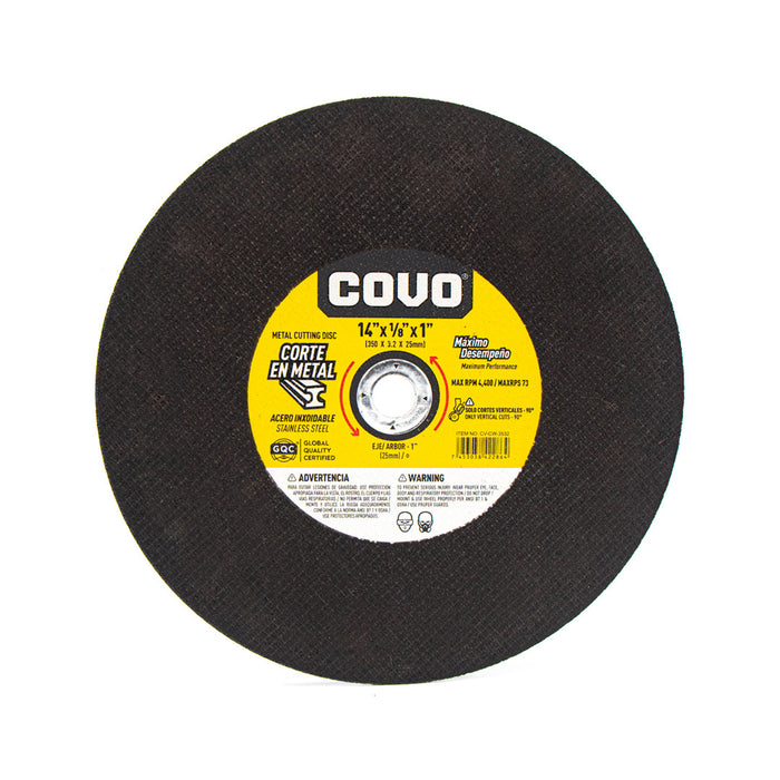 DISCO COVO PARA CORTE DE METAL 14plg.X0.125plg.X1plg. (F. 20 PZA)