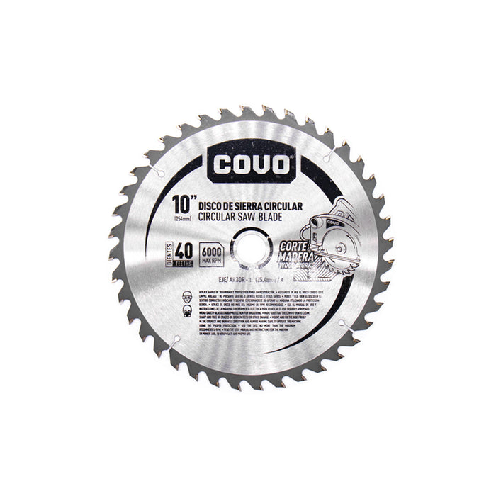 DISCO COVO CORTE MADERA SIERRA CIRCULAR 40T 10plg. (F. 20 PZA)
