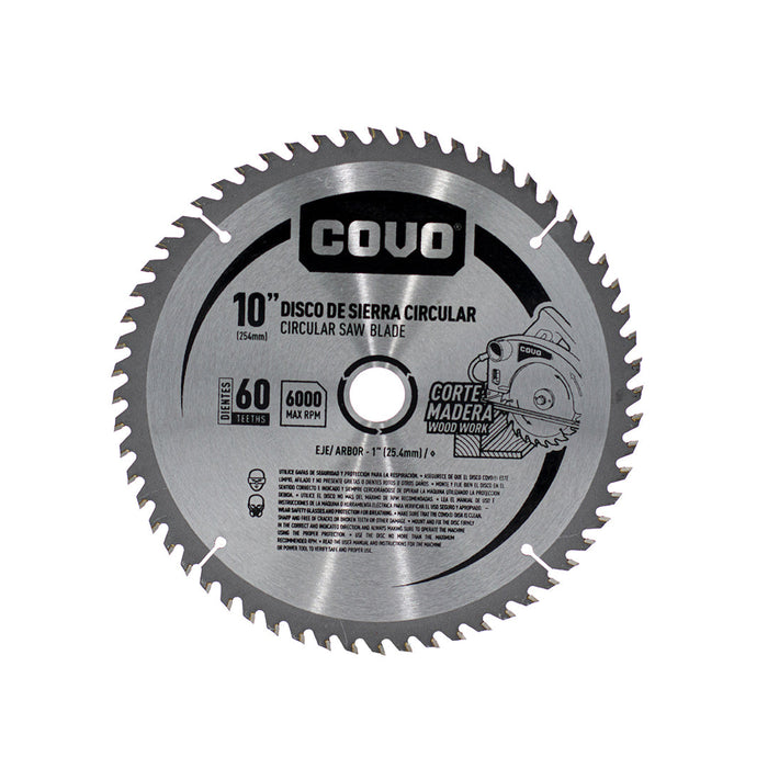 DISCO COVO CORTE MADERA SIERRA CIRCULAR 60T 10plg. (F. 20 PZA)