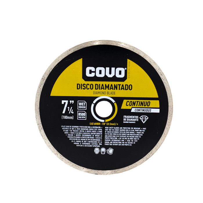 DISCO DIAMANTADO COVO CORTE CONTINUO 7 0.25plg.(F. 50 PZA)