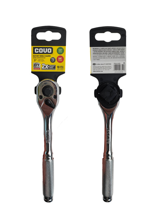 RATCHET COVO DOBLE CUADRADO CROMADO 7" (F. 24 PZA)
