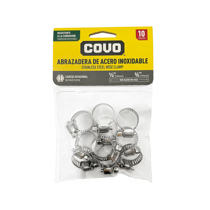 ABRAZADERAS COVO DE ACERO INOXIDABLE 13MM-19MM