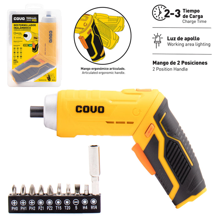 DESTORNILLADOR INALAMBRICO COVO 3.6V (F. 20 PZA)