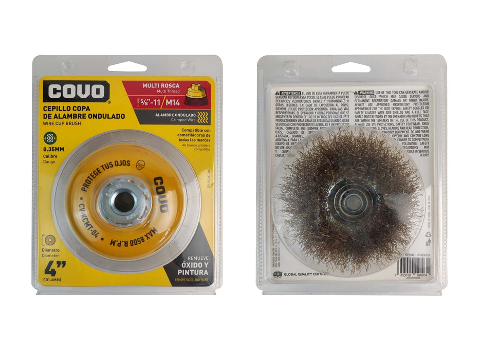 CEPILLO COVO COPA DE ALAMBRE ONDULADO MULTIROSCA 4" (F. 30 PZA)