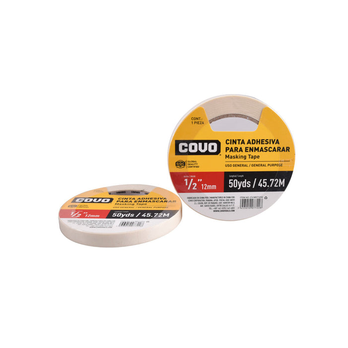 CINTA ADHESIVA COVO PARA ENMASCARAR 0.5plg. 50YDS (F. 144 PZA)