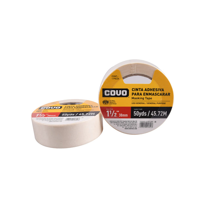 CINTA ADHESIVA COVO PARA ENMASCARAR 1-0.5plg. 50YDS (F. 48 PZA)