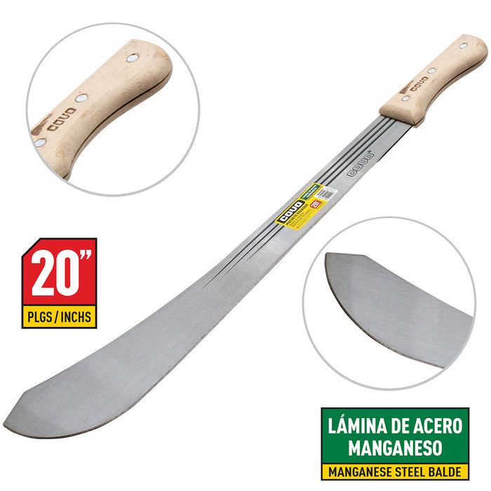 MACHETE ROZADOR COVO MANGO DE MADERA 20" (F. 48 PZA)