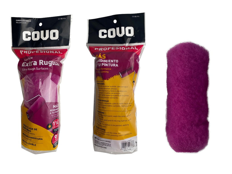 CUBIERTA DE RODILLO COVO SUPERFICIE EXTRA RUGOSA MORADA 1 1/4"X9" (F. 72 PZA)