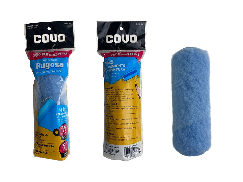CUBIERTA DE RODILLO COVO SUPERFICIE RUGOSA AZUL 3/4"X9" (F. 72 PZA)