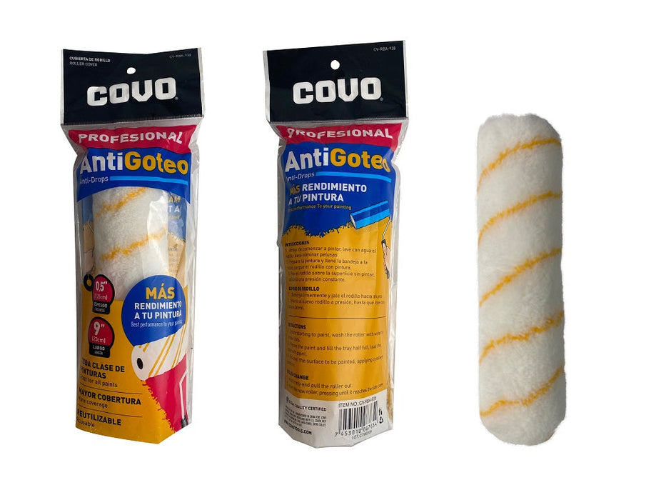 CUBIERTA DE RODILLO COVO ANTIGOTEO 1/2"X9" (F. 72 PZA)
