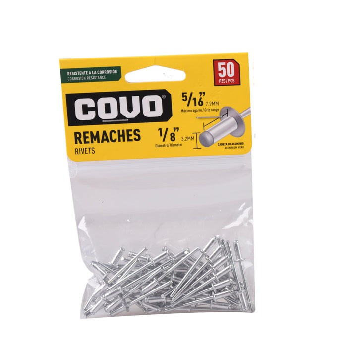 REMACHES COVO 0.125plg. X0.3125plg. 50 PIEZAS (F. 100 SETS)