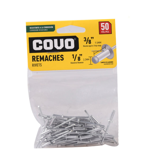 REMACHES COVO 0.125plg. X0.375plg. 50 PIEZAS (F. 100 SETS)