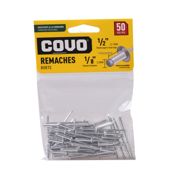 REMACHES COVO 0.125plg.X0.5plg. 50 PIEZAS (F. 100 SETS)