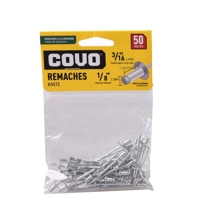 REMACHES COVO 0.125plg.X0.1875plg. 50 PIEZAS (F. 100 SETS)