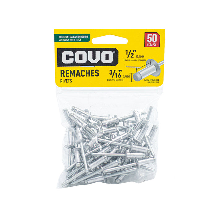 REMACHES COVO 3/16"X1/2" 50 PIEZAS