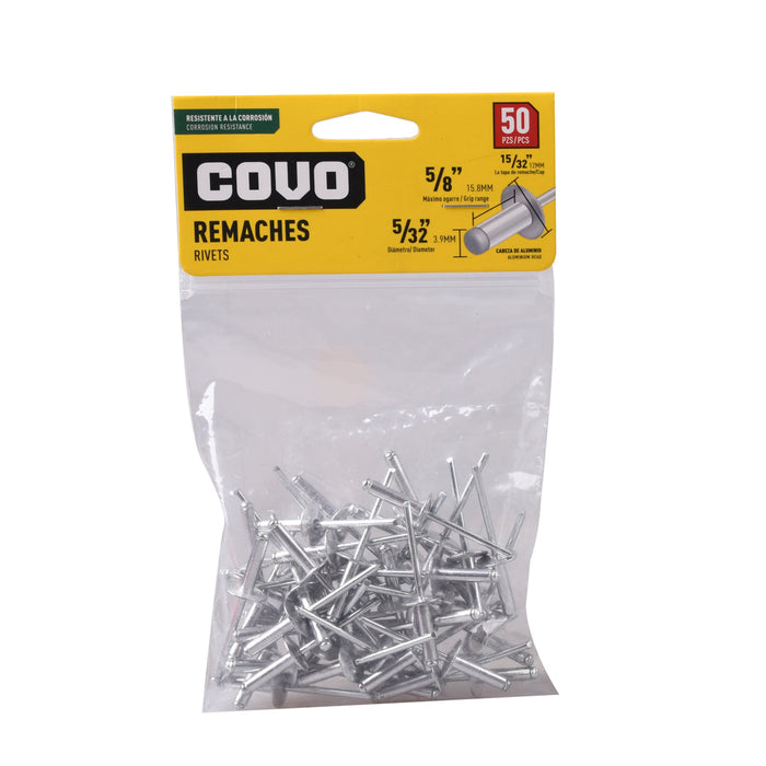 REMACHES COVO 0.1562plg.X0.625plg. 50 PIEZAS (F. 100 SETS)