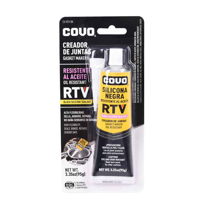 SILICONA NEGRA COVO RESISTENTE AL ACEITE RTV 3ONZ (F. 120 PZA)