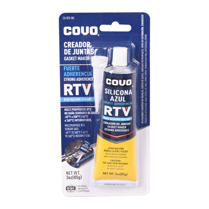 SILICONA AZUL COVO FUETE ADHERENCIA RTV 3ONZ (F. 120 PZA)