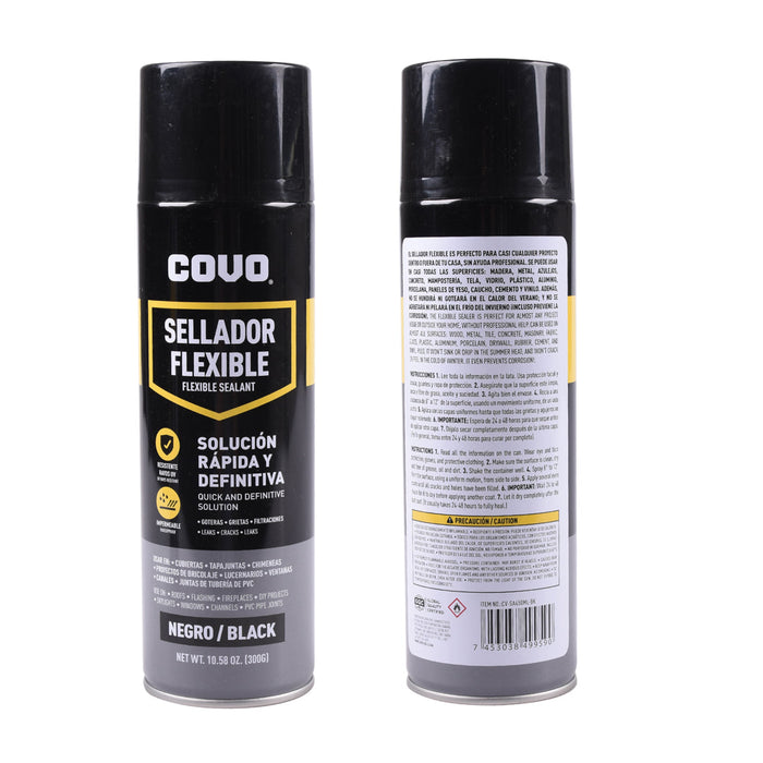 SELLADOR FLEXIBLE DE SILICONA COVO NEGRO (F. 12 PZA)