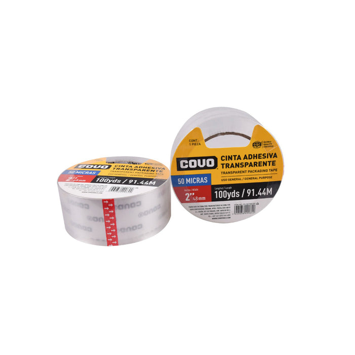CINTA ADHESIVA TRANSPARENTE COVO 2plg. 100YDS (F. 72 ROLLOS)