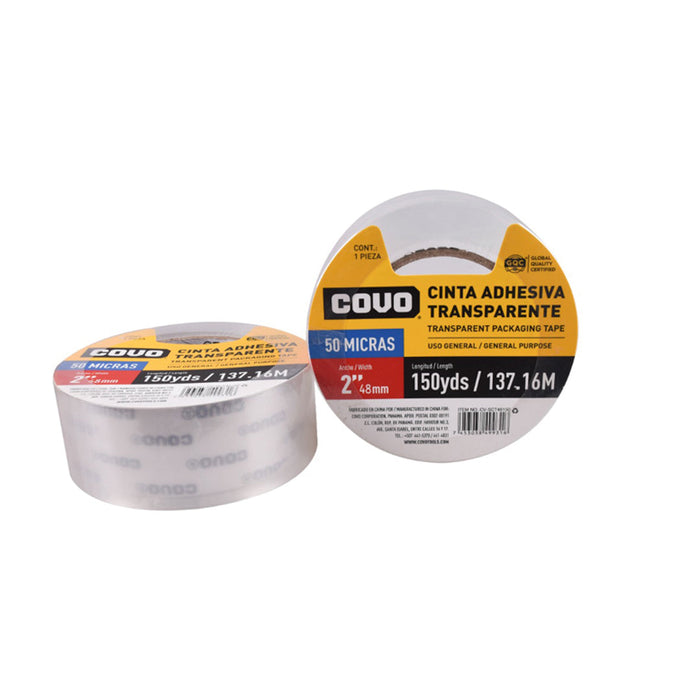 CINTA ADHESIVA TRANSPARENTE COVO 2plg. 150YDS (F. 48 ROLLOS)