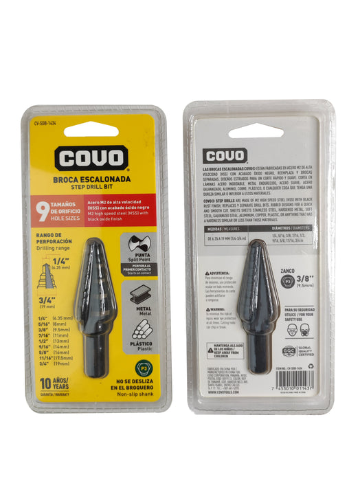 BROCA ESCALONADA COVO PARA METAL 1/4"-3/4" (F. 36 PZA)