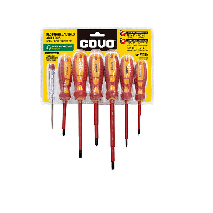 SET DE DESARMADORES COVO AISLADOS 7PZA (F. 36 SETS )