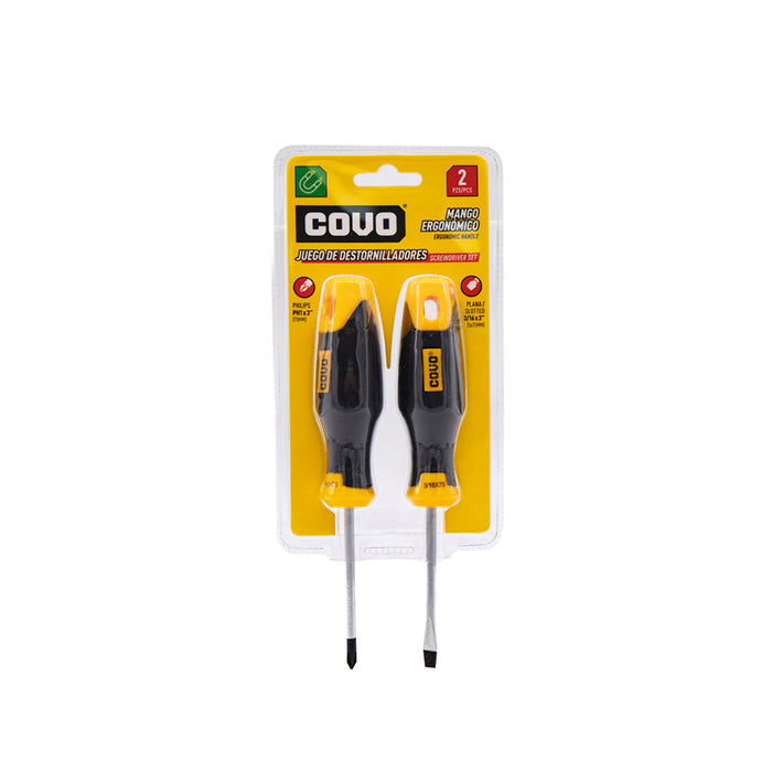 SET DE DESARMADORES COVO 75MM 2 PZA (F. 72 SETS )
